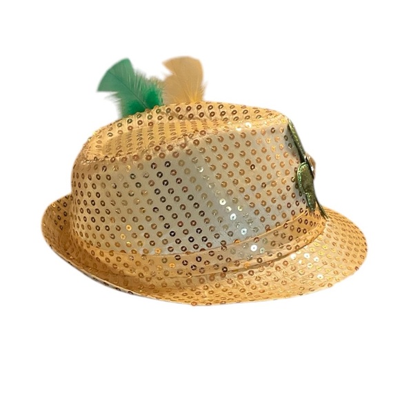 St. Patrick’s Day Gold Sequined Fedora Hat - Picture 6 of 6
